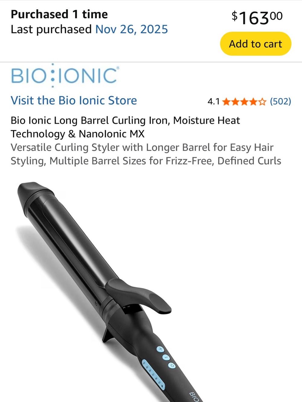 Bio Ionic Long Barrel Curling Iron